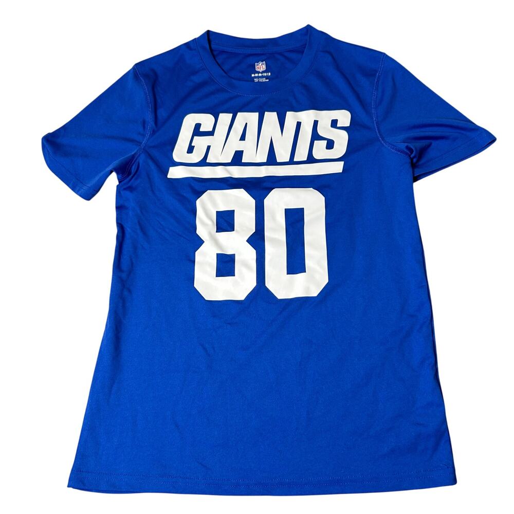 New York Giants Tee Youth M 10-12 Blue Victor Cruz #80 Short Sleeve NFL Football